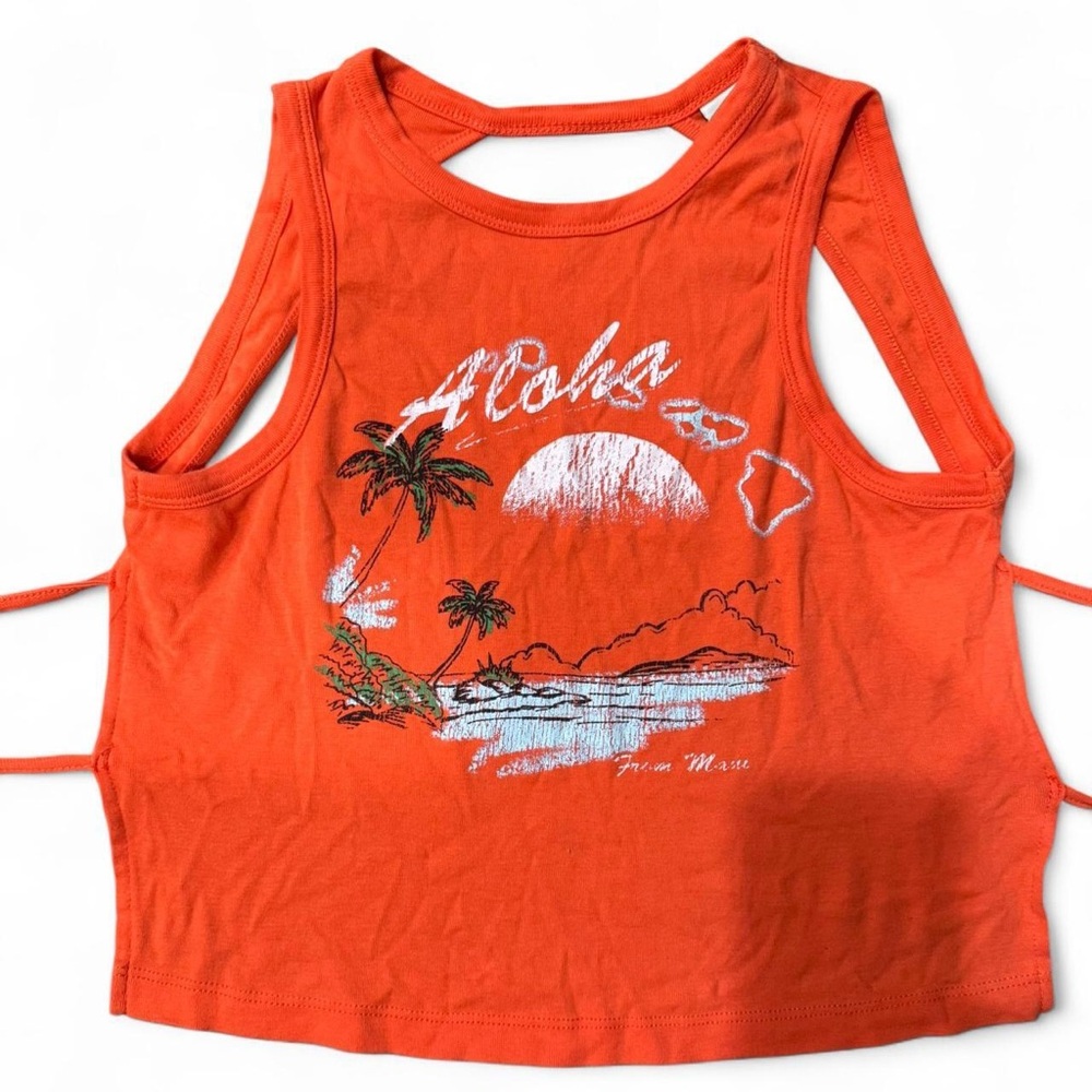 Urban Outfitters Aloha Graphic Tank Top - Orange